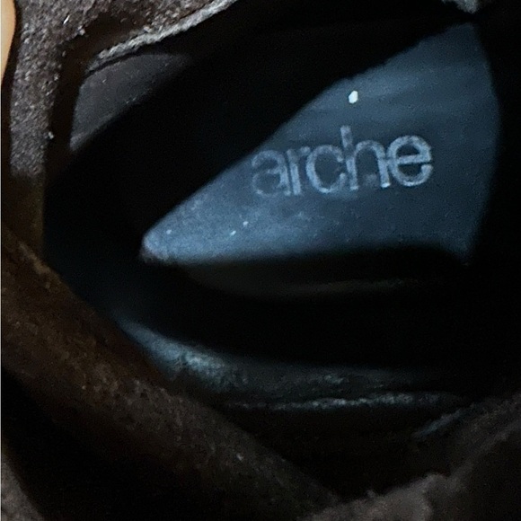 Arche Brown Suede & Leather Wedge Ankle Boots Zipper Closure - Picture 9 of 10